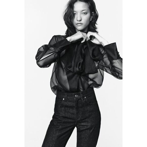 NWT Zara ZW The Panelled Slim High Rise Jeans in Black, Size 4 - Picture 3 of 16